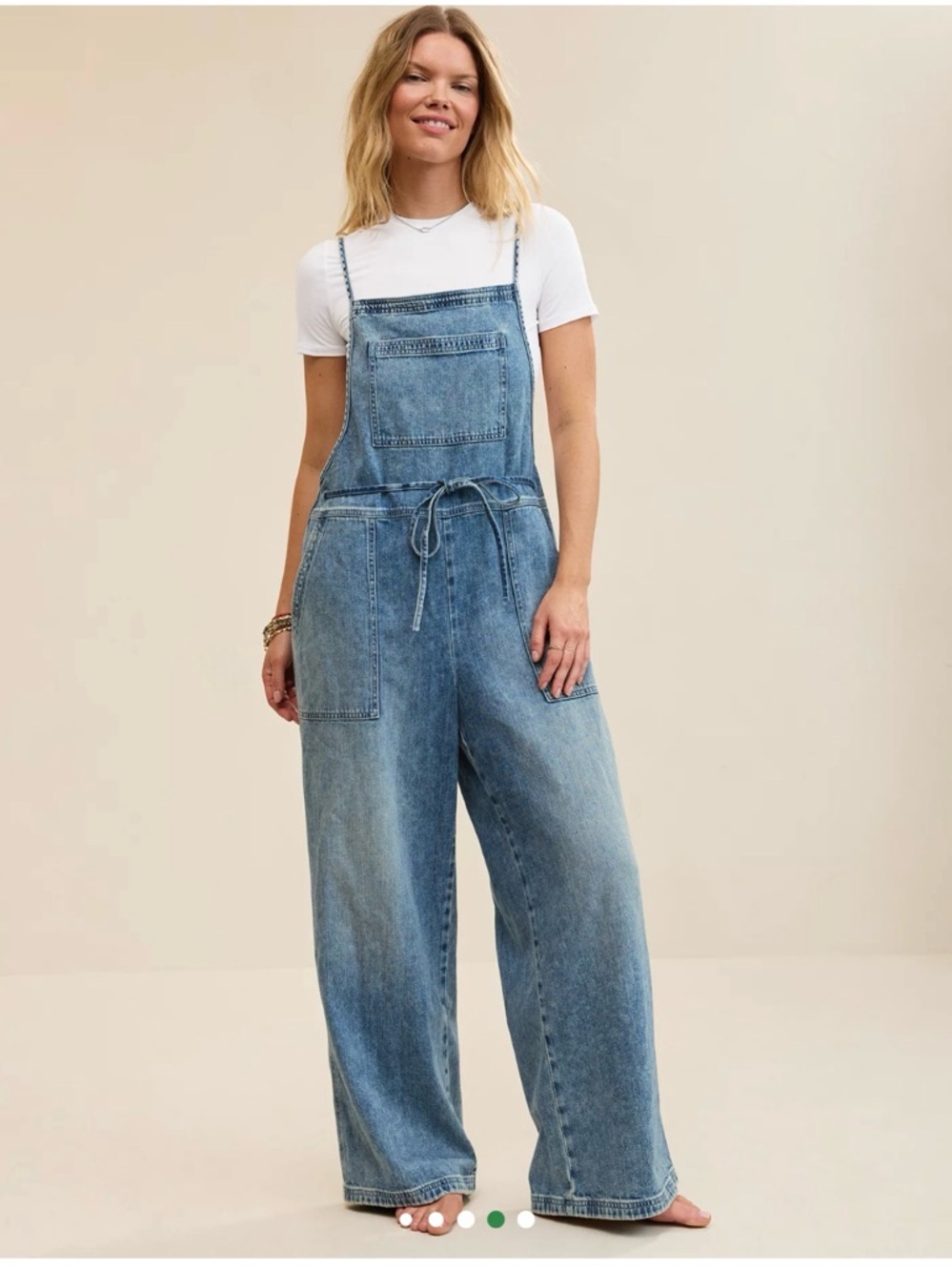 Aerie Lace Through Overall Wide Leg S